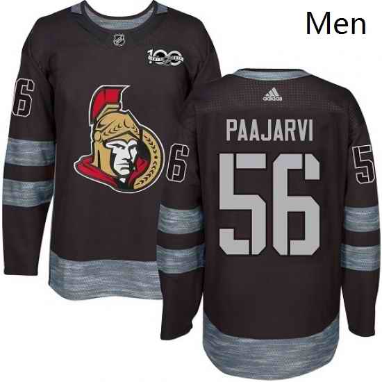 Mens Adidas Ottawa Senators 56 Magnus Paajarvi Authentic Black 1917 2017 100th Anniversary NHL Jersey